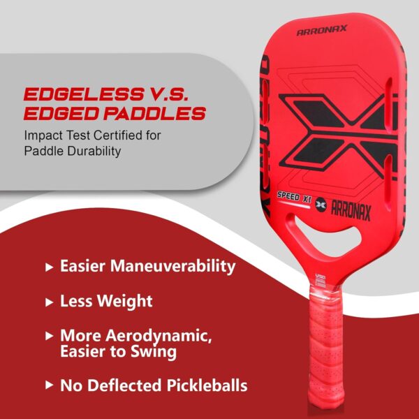 Pickleball Paddles, Carbon Fiber Pickleball Paddle with Paddles Cover, Thermoformed Pickleball Paddles, Aerodynamic Openpickleball Paddle, Pickle Ball Pellet Painted Edgeless Style, (Rose red)