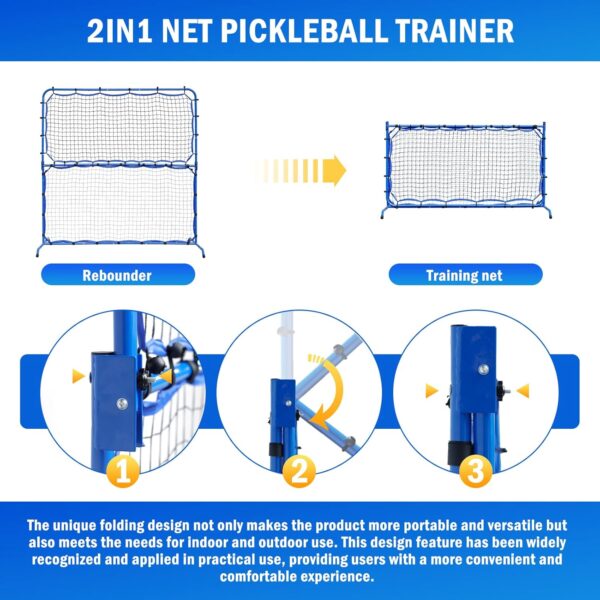 6FT Mini Pickleball Practice Net, Rebounder for Dink Volley Solo Training, Small Pickleball Net for Competitive Game, Freely Convertible Setup for Outdoor Driveway Backyard and Indoor Garage