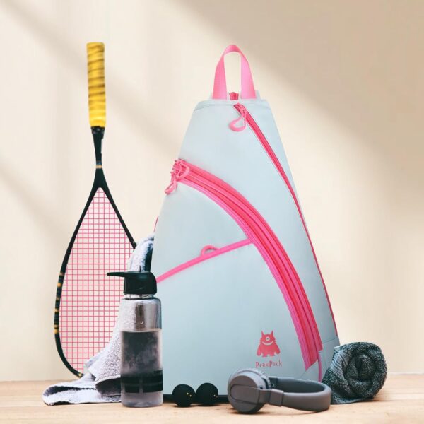 Light Weight Crossbody Backpack, Large Capacity Sling Bag for Pickleball, Tennis, Racketball, and Travel for Women