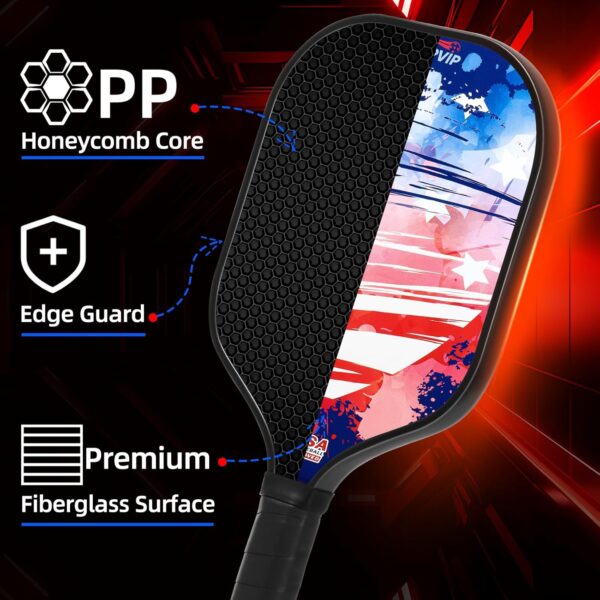 Pickleball Paddles Set of 2，Fiberglass Surface Pickleball Racket with Honeycomb Core, Set Includes 2 Pickleball Rackets，4 Balls ，1 Bag, for Men Women Beginners