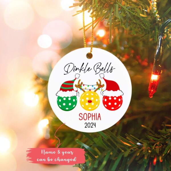 Personalized Binkle Bells Christmas Ornament, Pickleball with Santa Hat Ornaments for Christmas Tree 2025, Pickleball Player Gift Ideas, Custom Pickleball Lover Christmas Ornament with Name