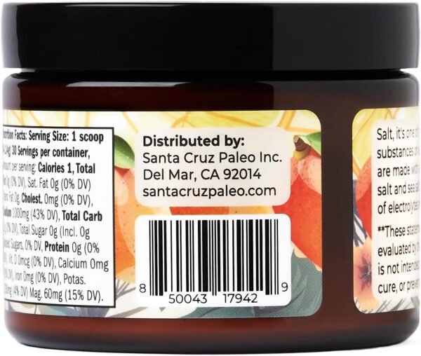 Santa Cruz Paleo Electrolyte Powder Mango Lemonade with Himalayan & Sea Salt, Magnesium, Potassium, Sugar-Free, 30 Servings