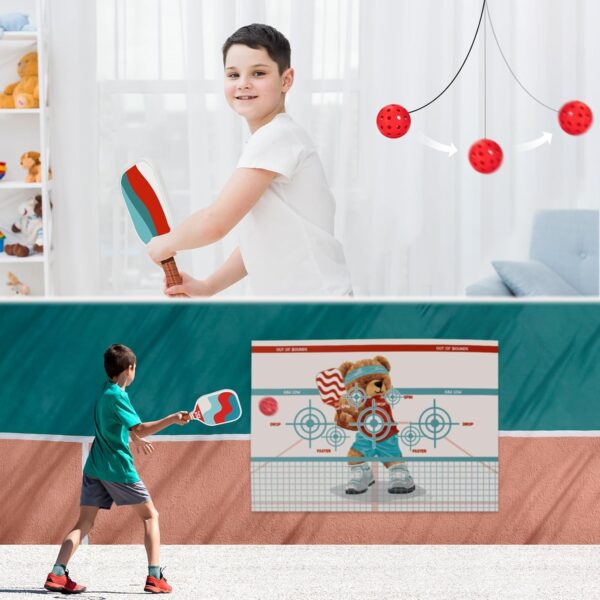 Pickleball Paddles Set of 4 - Family Training Bundle with 2 Kids Size Paddles, Fiberglass Paddles with Dink Board and Carry Bag