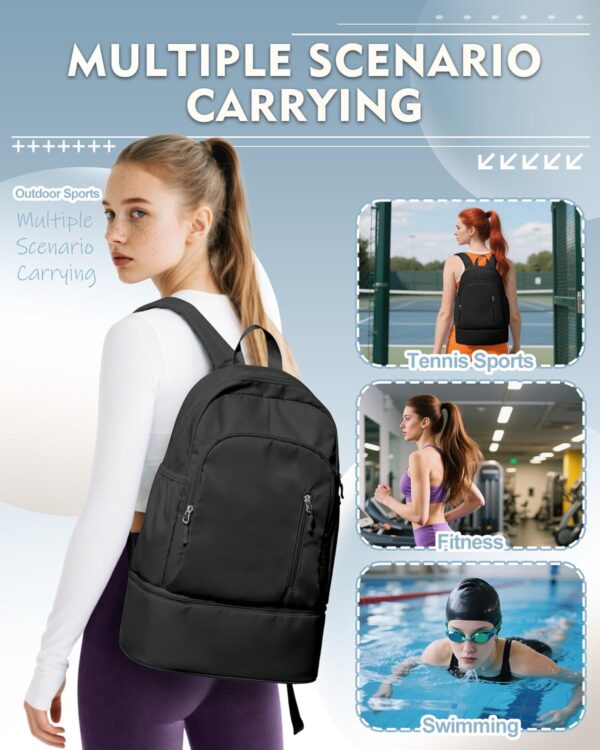 Gym Backpack for Women with Shoes Compartment, waterproof Sports Backpack with Dry Wet Separated Pocket, Cheer Sports Backpack Set, Gym Bags for Fitness Yoga Travel, Black