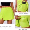 PINSPARK Womens Tennis Skirts High Waisted Golf Skorts with 2 Pockets Side Slit Athletic Skirt for Workout Pickleball Sports