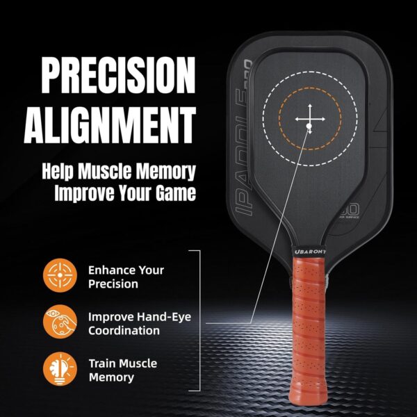 Pickleball Training Paddle, 7.6-8.2oz Pickleball Trainer 14/16/19mm, Raw Carbon Fiber Sweet Spot Pickle Ball Paddle with Paddle Cover, Extra Long Handle for Men Women, Shot and Spin Frosted Surface