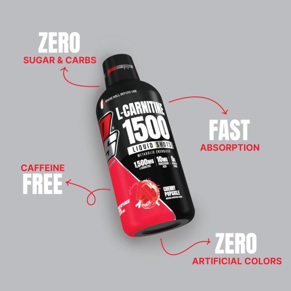 PROSUPPS L-Carnitine Liquid 1500, Stimulant-Free Liquid Shots for Men & Women - Clean Workout Drink for Energy, Performance & Muscle Recovery - No Sugar, No Carbs - 31 Servings, Cherry Popsicle