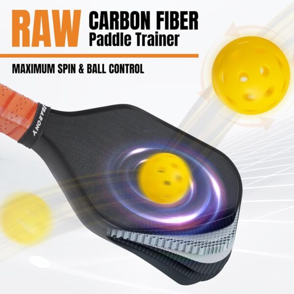 Pickleball Training Paddle, 7.6-8.2oz Pickleball Trainer 14/16/19mm, Raw Carbon Fiber Sweet Spot Pickle Ball Paddle with Paddle Cover, Extra Long Handle for Men Women, Shot and Spin Frosted Surface