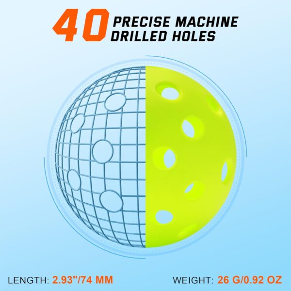 Sukeen Pickleball Balls Outdoor 40 Holes, High Bounce Pickleball Balls with Mesh Bag, High Visibility Pickle Balls for All Pickleball Paddles