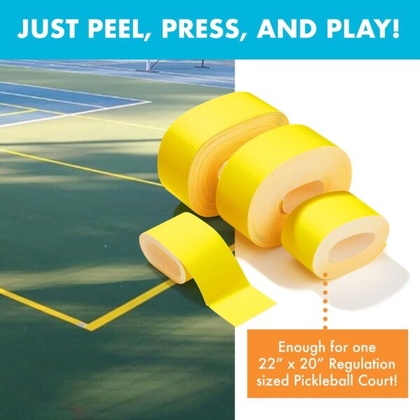Pickleball Court Marking Kit | Pre-Measured Court Lines for Outdoor/Indoor Portable Pickleball Court | Tape Court Flooring | One Time Use