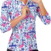 WOWENY Women's 3/4 Sleeve Athletic Golf Shirts Quarter Zip Pullover Collared T-Shirt Workout Print Tennis Top