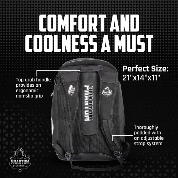 Backpack Professional Tour Bag – 21 x 14 x 11 Inches Large Capacity Pickleball Bag with Padded Straps, Shoe Compartment, Laptop Sleeve – Insulated Backpack for Pickleball Equipment