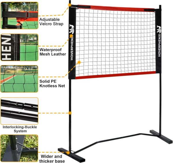 Hoverphenix 10FT Mini Pickleball Net, 4FT Adjustable Height Dink Training Rebounder Net with Paddles Set of 2, Pickleballs and Carry Bag for Outdoor Indoor Driveway Game, Easy Setup