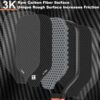 CZRR Pickleball Training Paddle, 3K Carbon Fiber Particle Paint Frosted Surface, 16mm Polypropylene Honeycomb Core Training Paddle with Extra Long Handle