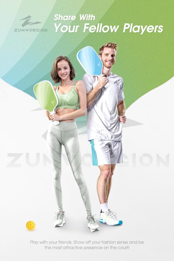 ZUMWORGION® Pickleball Paddles Set of 2/4: Fiberglass Pickle Paddles with Balls for Beginner - 8mm Honeycomb Core Lightweight Spin Surface for Kids - Cute Girly Pickle Gift for Women | 14mm 7oz