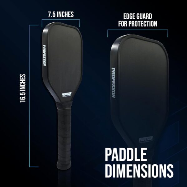 Professor Precision Pickleball Training Paddle - Sweet Spot Enhancement Paddle with Extended Handle - T700 Raw Carbon Fiber Construction, 16MM Core Practice Pickleball Trainer Paddle, Black