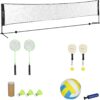 Soozier 17ft Portable All-in-One Badminton Set, Pickleball and Volleyball Net, Height Adjustable Outdoor Sports Set for Backyard Beach Driveway Games