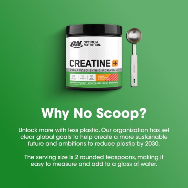 Optimum Nutrition Creatine Monohydrate Plus Powder, Orange Passionfruit Flavored Creatine Performance Blend With Electrolytes for Hydration, Added Vitamins, 40 Servings, 360 Grams (Packaging May Vary)