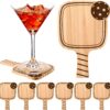 Hushee 6 Pack Drink Coasters Wood Coasters Set Paddle Shape with Handle Funny Gift for Women Men Sports Lovers Fans Party Favors Decorations