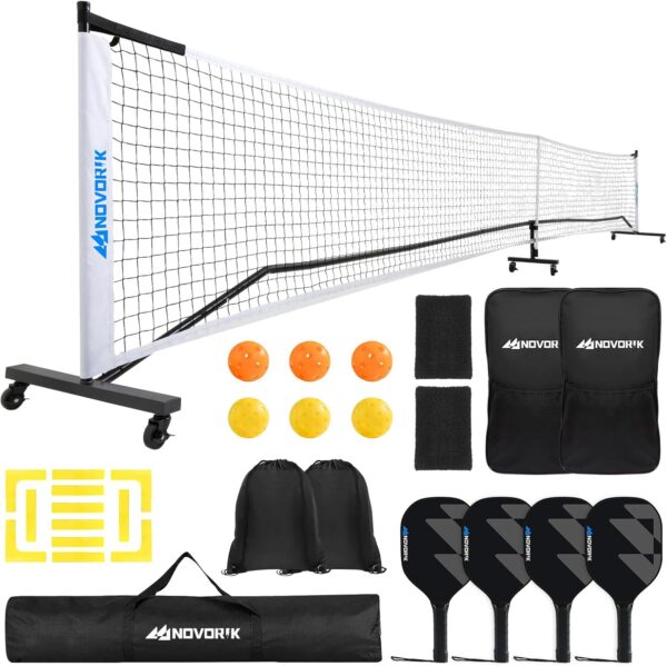 Portable Pickleball Net with Wheels, 22FT USAPA Regulation Size Pickle Ball Net System with Storage Bag for Indoor Outdoor Game