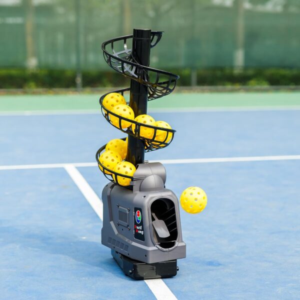 681PBH Pickleball Machine with Auto Swing, 3 Angles & 4 Speeds Adjustable, Portable Pickleball Launcher for Indoors & Outdoors Practice, Powered by Power Bank/Batteries/AC Power, for Beginners