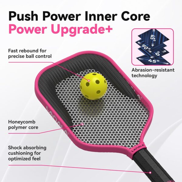 Pickleball Paddle, Raw Carbon Fiber T700 Abrasion-Resistant Surface, 16MM Polypropylene Honeycomb core, USAPA Approved, High Grit,The Pickleball Paddle Designed for Control Spin & Consistency