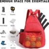 Sports Bag for Pickleball- Large Capacity Sports Bag for 4 Paddles, Adjustable & Multi-Functional - Ideal for Tennis, Squash, Cross-Body Sports Backpack with Fence Hook (Red)
