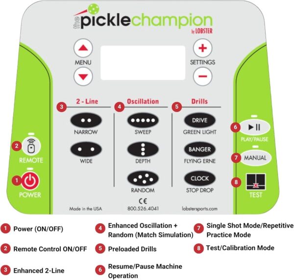 Pickleball Machine – Full-Featured – Adjustable Topspin, Backspin, & Lobs, Random Oscillation, Ball Speed (20-60MPH), Lightweight & Portable, Holds 125 Balls, with Multi-Function Remote
