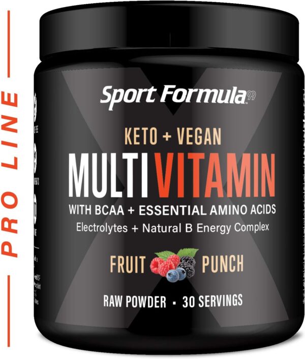 Multivitamin Powder - Drink Mix for Men Women BCAA Amino Acids Won’t Upset Your Stomach - Keto Vegan Multivitamin Fruit Punch - Electrolytes Super B Complex Digestive Enzyme