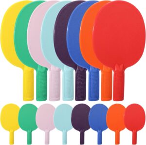 Junkin 16 Pcs Bulk Plastic Table Tennis Paddle Set Multi Color Sports Table Tennis Paddle Racket Table Tennis Equipment for Indoor Outdoor Camp, Vacation, Easy Grip and Light Spin(16 Pcs)