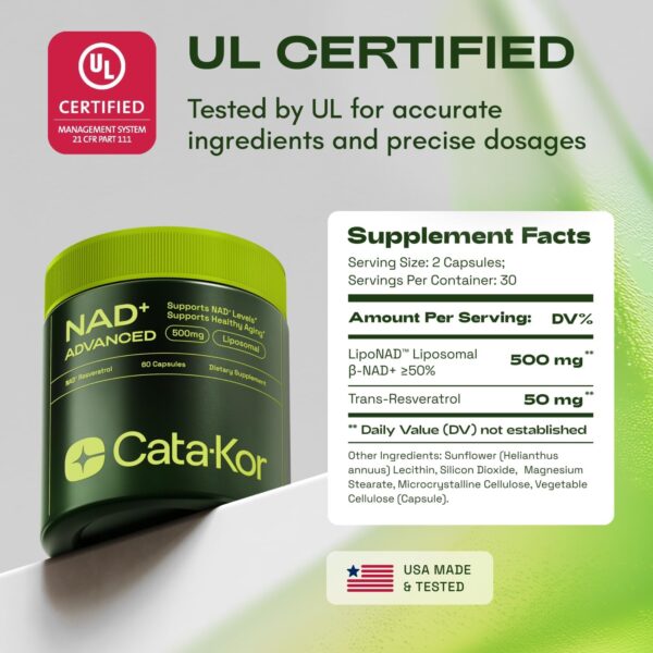 NMNH Supplement Alternative - Liposomal NAD with Resveratrol - High Purity NAD Supplement for Anti-Aging, Energy, Focus - 60 Capsules