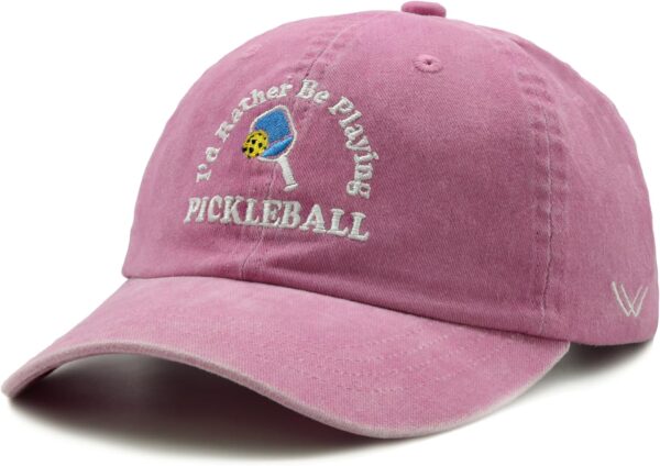 Pickleball Hat, I'd Rather Be Playing Pickleball Baseball Cap, Adjustable Washed Baseball Cap for Men Women