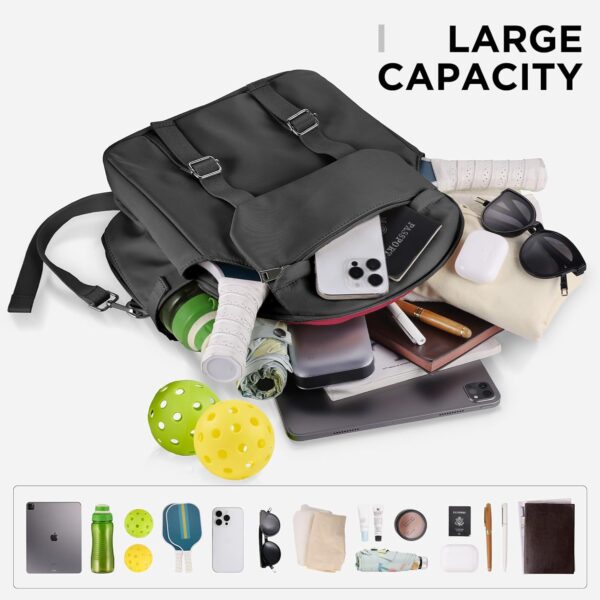 CHICECO Pickleball Backpack for Women, Pickleball Sling Bag,Waterpoof Nylon Pickleball Bag for Women Holds 2 Paddles (Black)