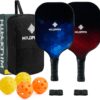 Fiberglass Pickleball Paddles Set of 2 or 4, Lightwight Pickle Ball Rackets 2 or 4 Pack with Polypropylene Core for Beginners