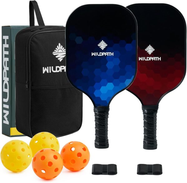Fiberglass Pickleball Paddles Set of 2 or 4, Lightwight Pickle Ball Rackets 2 or 4 Pack with Polypropylene Core for Beginners