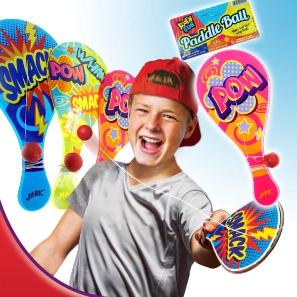 JA-RU Paddle Ball with String (Pack of 3) | Vintage Retro Toys Paddle Ball Set | Party Favor Prizes Toys | Indoor and Outdoor Toy, for Girls and Boys | Item #1994-3s