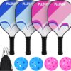 Pickleball Paddle Set of 4–Wooden Rackets with 4 Indoor/Outdoor Pickle Balls&Carry Bag–USAPA Compliant, Splinter-Free,Beginners,Kids&Adults–Lightweight,Cute,Durable for Backyard,Travel&Schools