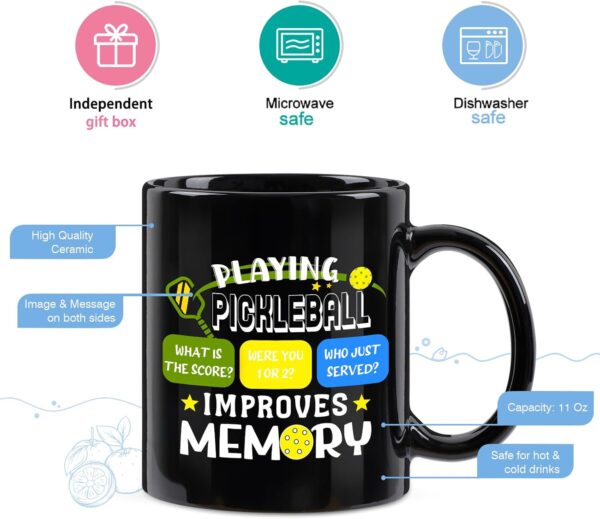CABTNCA Pickleball Gifts: Mug for Men, Improves Memory - Funny Gift, Accessory Ornament, 11 Oz