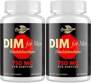 DIM for Men 750MG – Hormone Balance, Estrogen Support for Men, DIM Supplement, Detox, Vitality & Fitness Performance–Chrysin & Black Pepper Extract, 60 Capsules (2 Bottle)