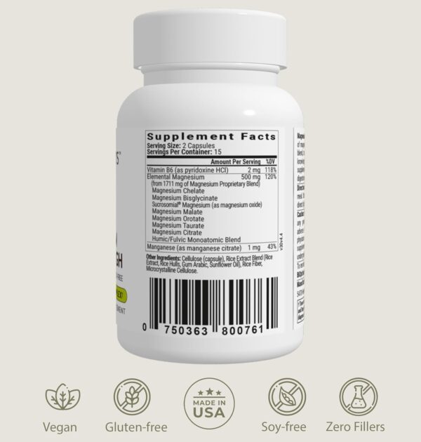 BIOptimizers Magnesium Breakthrough Supplement 4.0-7 Forms of Mg: Glycinate, Malate, Citrate, and More - Natural Support for Sleep and Cognitive Function - 30 Capsules- Calming Vitamins Complex