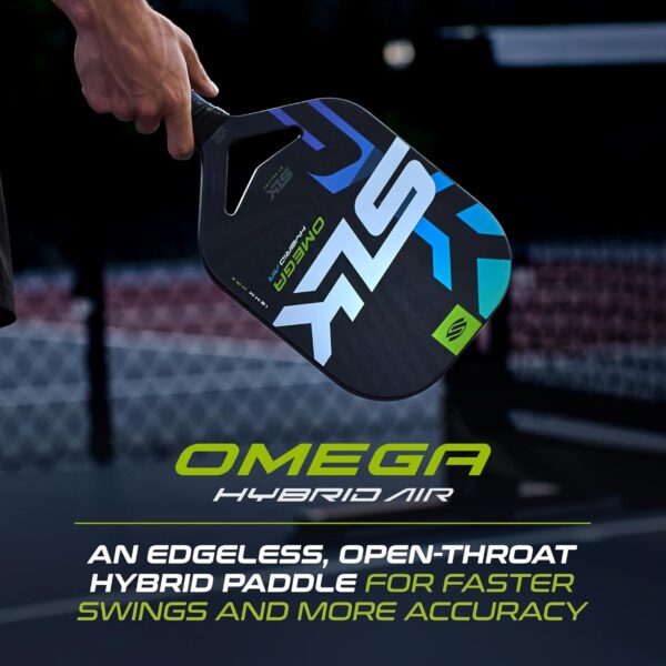 2025 SLK Omega MAX Pickleball Paddle | 12k UltraWeave Carbon Fiber Face with Rev-Control Polymer Core | ProSpin+ Texture for Spin and Control | Max Blue