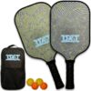 Pickleball Paddles Set of 2, USAPA Approved Pickleball Set, Fiberglass Paddle Bat Surface, Polypropylene Honeycomb Core Pickle Ball Rackets, 4 Balls, Carry Bag
