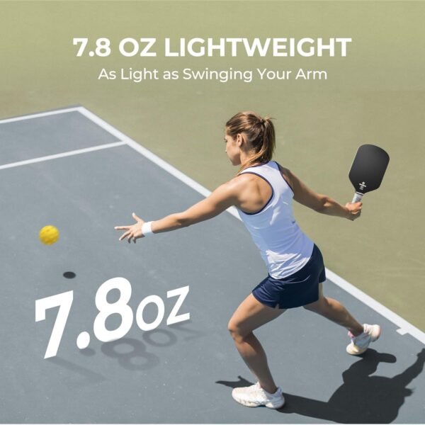 Pickleball Paddles，PACEARTH Lightweight 3K Raw Carbon Fiber Pickleball Paddle - USAPA Approved, 8oz, with Paddle Case & Eraser, Perfect Power & Control