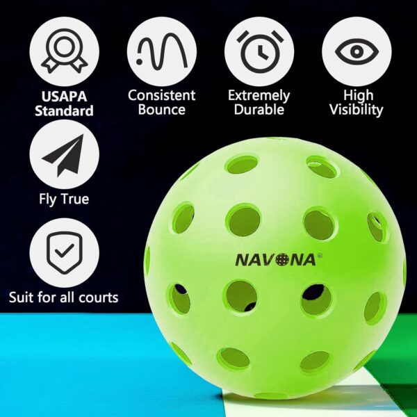 Navona Premium 40-Holes Green Outdoor Pickleball Balls