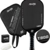 Carbon Fiber Pickleball Paddle, 16MM T800 Thermoformed Pickleball Paddles for Spin, Power & Control Pickleball Racket with Cover & Eraser, Gift for Professional & Intermediate Players