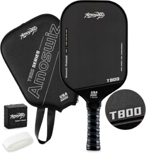 Carbon Fiber Pickleball Paddle, 16MM T800 Thermoformed Pickleball Paddles for Spin, Power & Control Pickleball Racket with Cover & Eraser, Gift for Professional & Intermediate Players