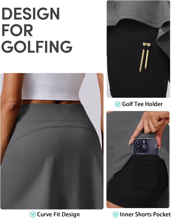 PINSPARK 16" Golf Skorts for Woman High Waisted Tennis Skirts with Pockets Shorts Pickleball Running Athletic Skort Summer