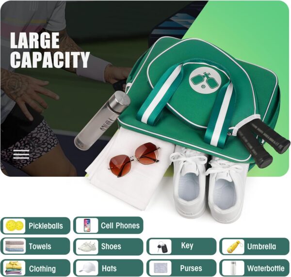 Newluck Pickleball Sling Tote Crossbody Bag for Women Men with Paddle Cover Pocket External Ball Bag and Adjustable Shoulder Strap Fence Hook Accessories