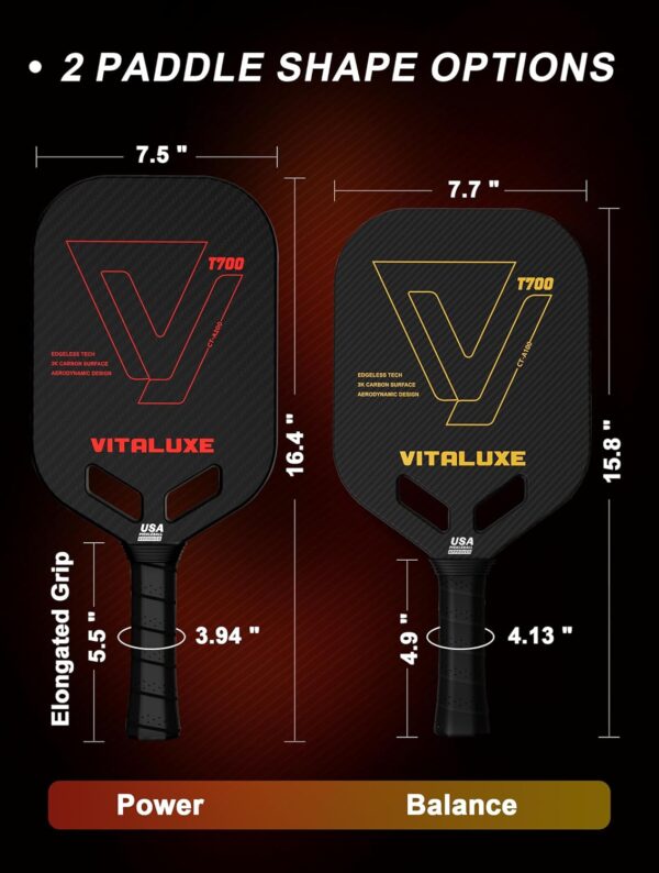 Carbon Fiber Pickleball Paddle, Edgeless T700+3K Textured Carbon Friction Surface，Thermoformed Pickleball Paddle with Aerodynamic Design Used for tournaments, Power & Control & Spin Max