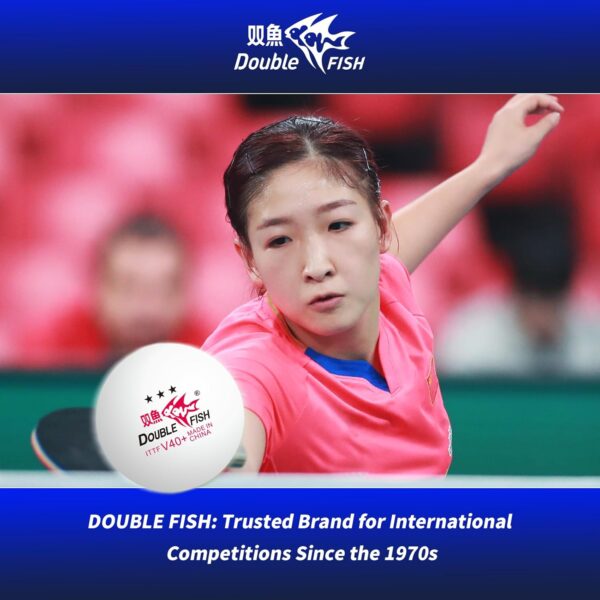 Double Fish Ping Pong Paddle Set of 4, 6 Ping Pong Balls ITTF Approval Professional 3-Star WTT, Carrying Storage Case, Table Tennis Sets for Training, Game, Family Fun